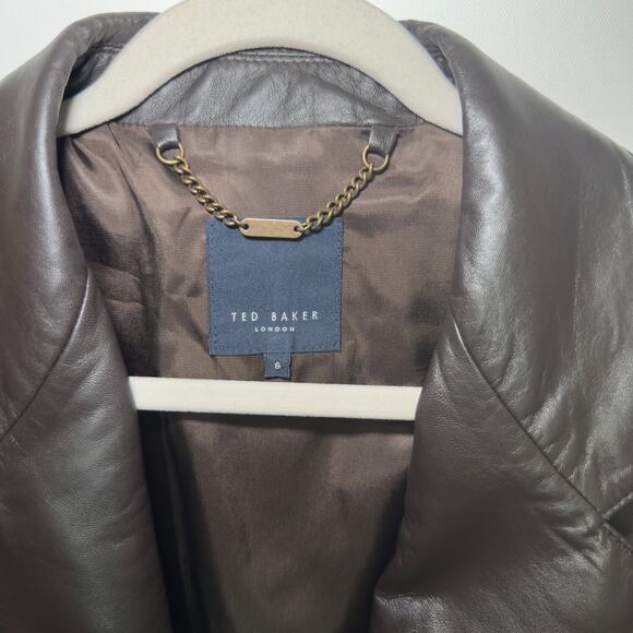 TED BAKER LONDON Leather Blazer Modern Dapper Old Money Sartorial Flair Size 66 - Picture 4 of 4